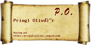 Priegl Olivér névjegykártya